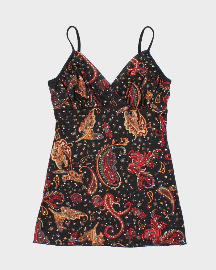 Vintage Y2k 00s Digit@l Paisley Pattern Cami - S