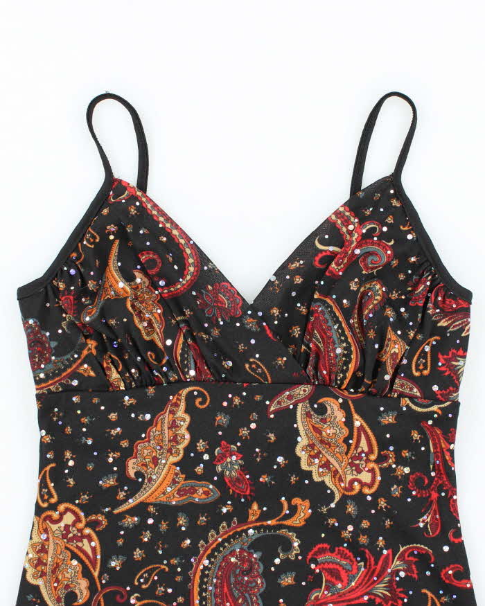 Vintage Y2k 00s Digit@l Paisley Pattern Cami - S