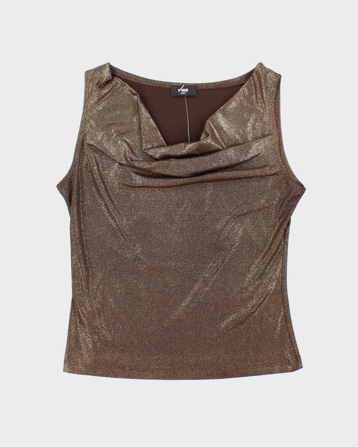 Vintage Y2k 00s FWR Cowl Neck Shimmery Top - S