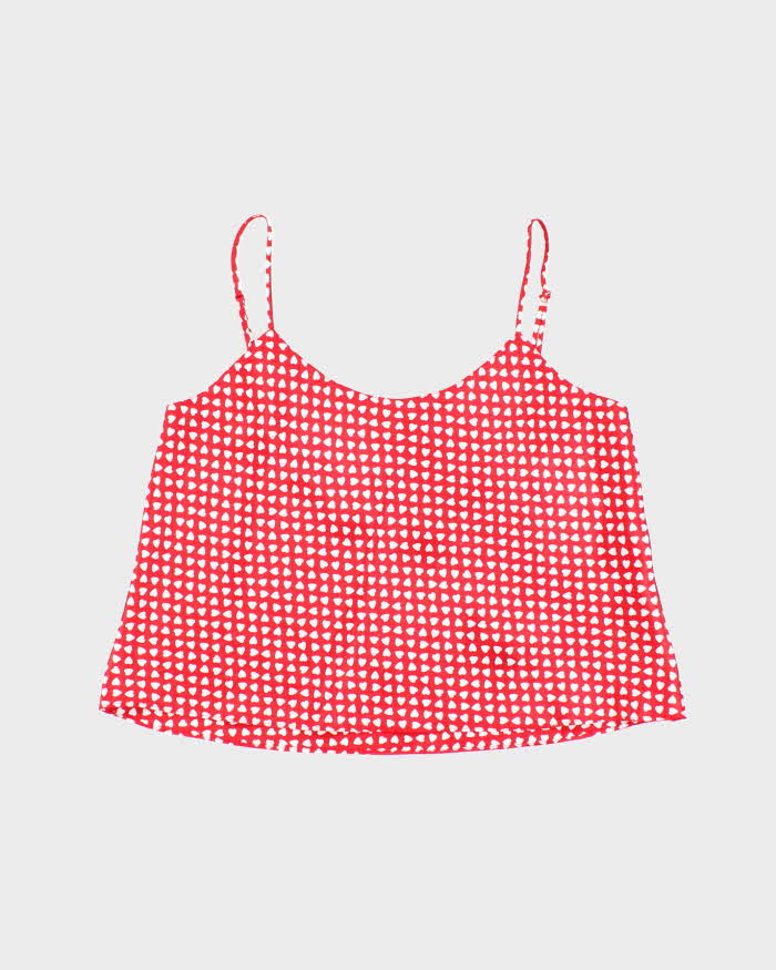 Vintage 90s Silk &amp; Satin Heart Print Cami - M