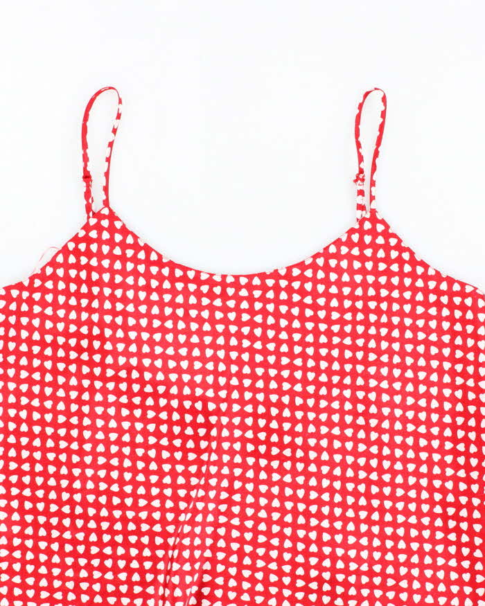 Vintage 90s Silk &amp; Satin Heart Print Cami - M