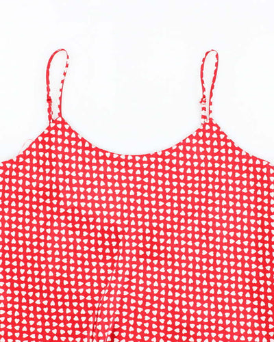 Vintage 90s Silk & Satin Heart Print Cami - M