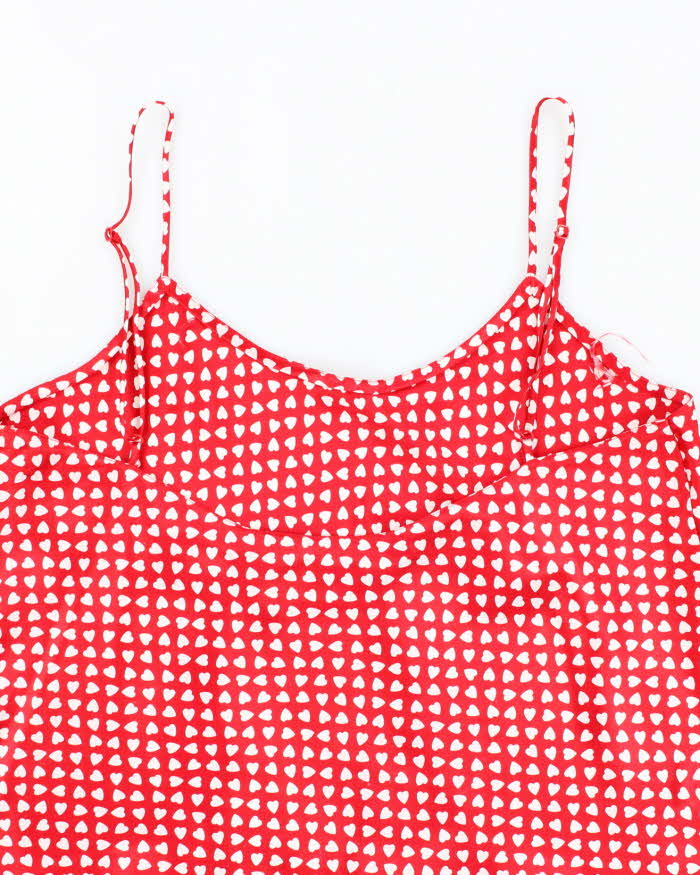 Vintage 90s Silk &amp; Satin Heart Print Cami - M