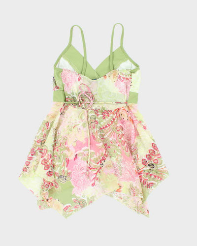 Vintage Y2k 00s Tattoo Mesh Handkerchief Hem Cami - XS