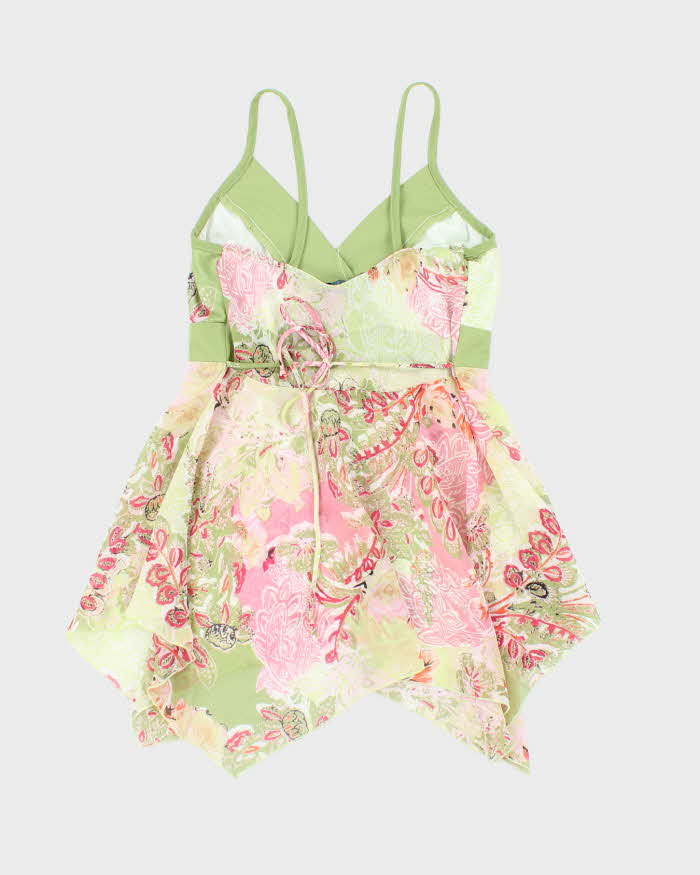 Vintage Y2k 00s Tattoo Mesh Handkerchief Hem Cami - XS