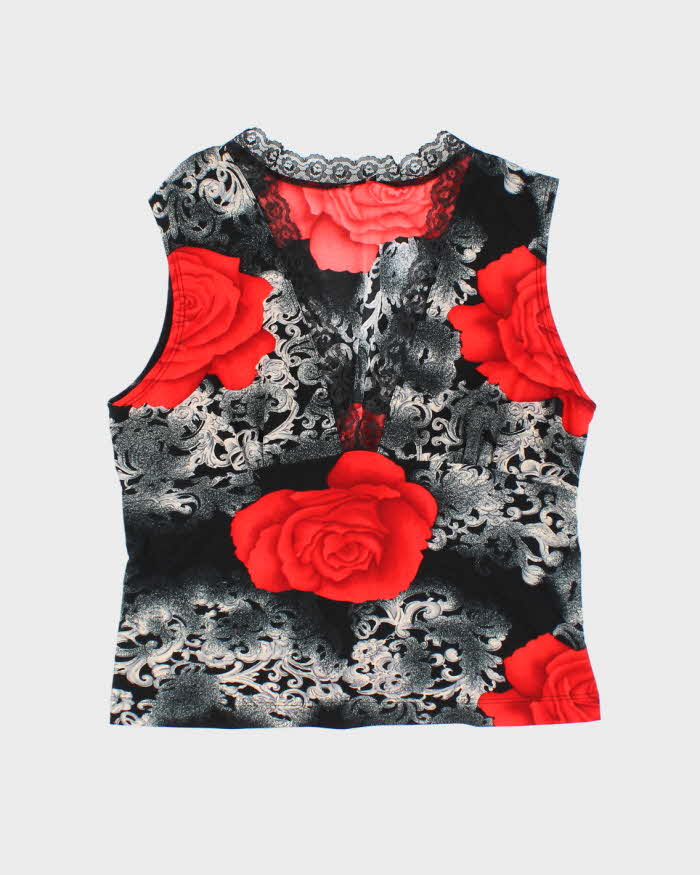 Vintage Y2k 00s Le Chateau Rose Print Top - M