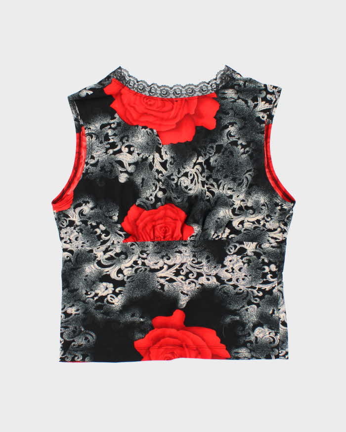 Vintage Y2k 00s Le Chateau Rose Print Top - M