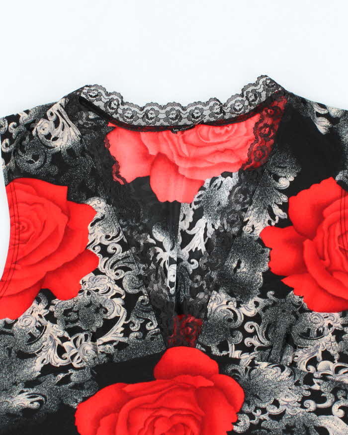 Vintage Y2k 00s Le Chateau Rose Print Top - M