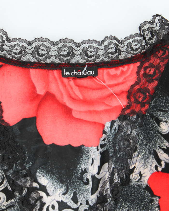 Vintage Y2k 00s Le Chateau Rose Print Top - M