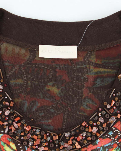 Vintage Y2k 00s Oui Beaded Double Mesh Blouse - M