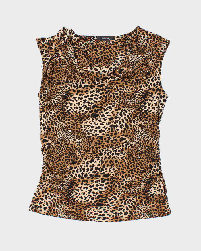 Vintage Y2k 00s Style &amp; Co Leopard Print Top - M