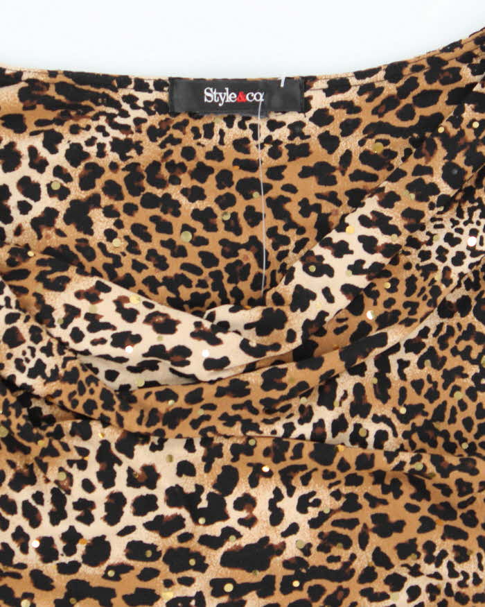 Vintage Y2k 00s Style &amp; Co Leopard Print Top - M