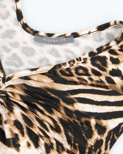 Vintage Y2k 00s Suzy O Ring Leopard Print Top - L