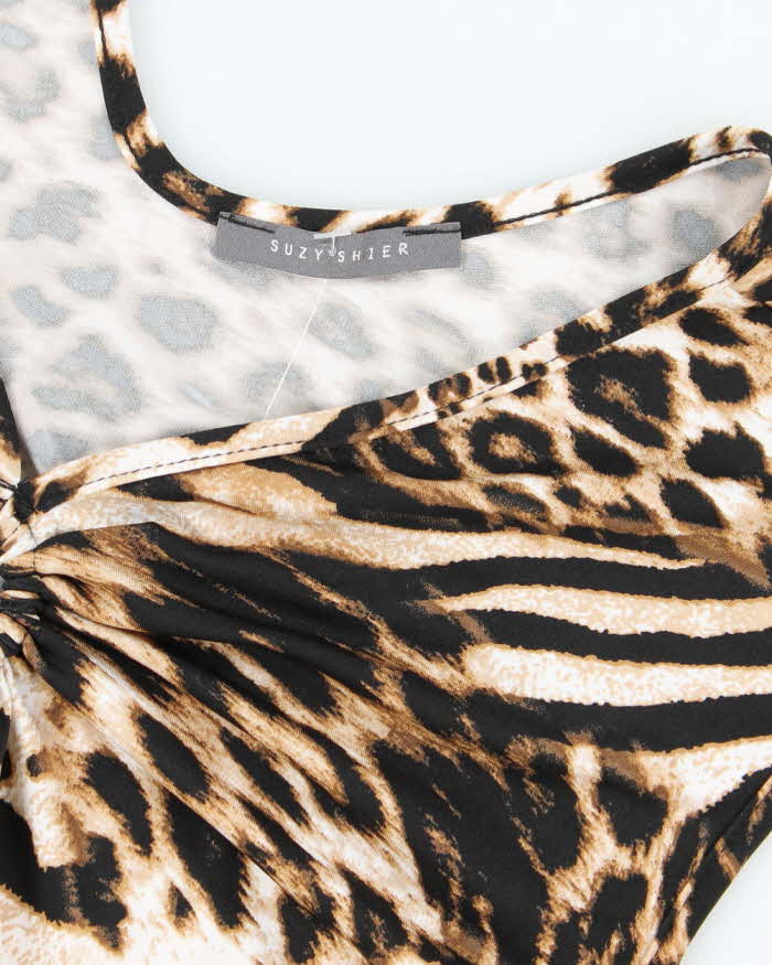 Vintage Y2k 00s Suzy O Ring Leopard Print Top - L