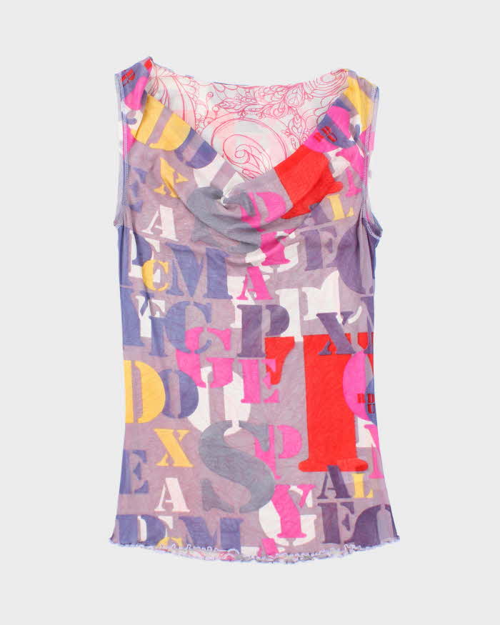 Vintage Y2k 00s Reversible Mesh Cowl Neck Top - S