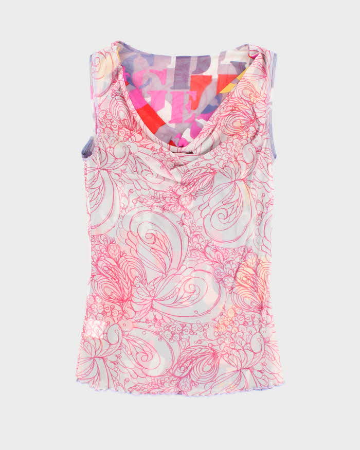 Vintage Y2k 00s Reversible Mesh Cowl Neck Top - S