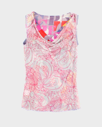 Vintage Y2k 00s Reversible Mesh Cowl Neck Top - S