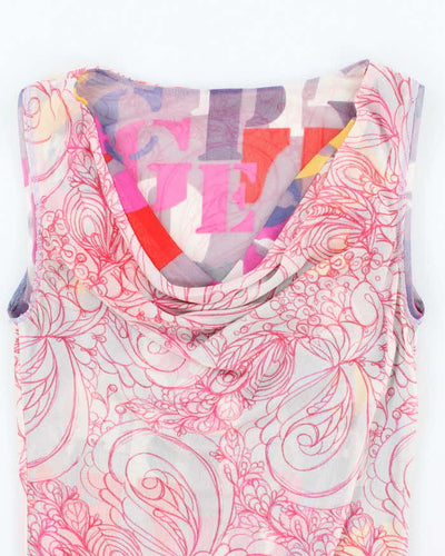 Vintage Y2k 00s Reversible Mesh Cowl Neck Top - S