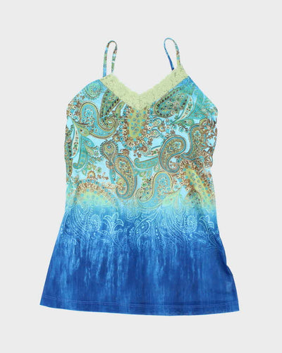 Vintage Y2k 00s Mariposa Mesh Paisley Pattern Cami - S