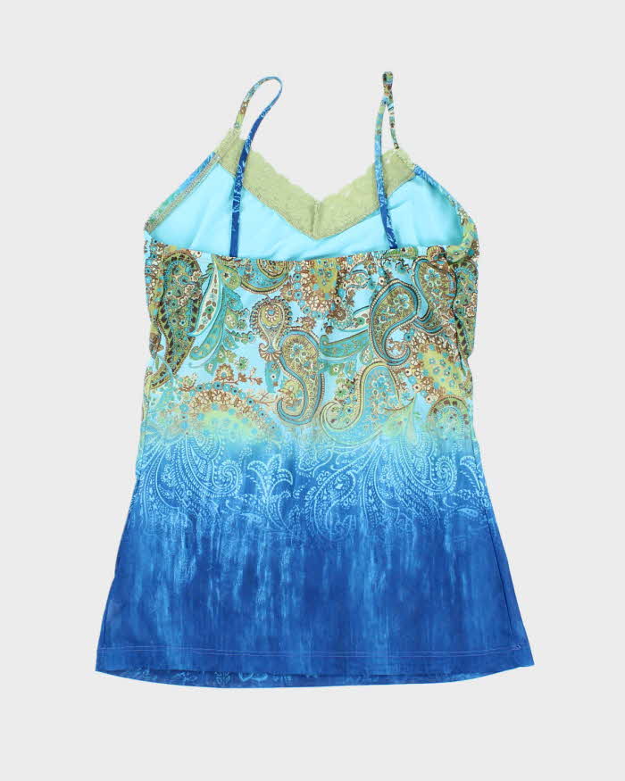 Vintage Y2k 00s Mariposa Mesh Paisley Pattern Cami - S