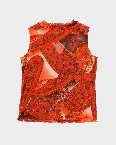 Vintage Y2k 00s Suzzane's Mesh Ruffle Top - M