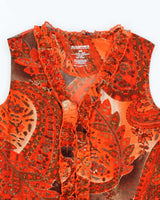 Vintage Y2k 00s Suzzane's Mesh Ruffle Top - M
