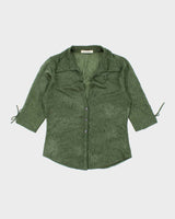 Vintage 90s Tin Wah Sheer Crinkle Blouse - S