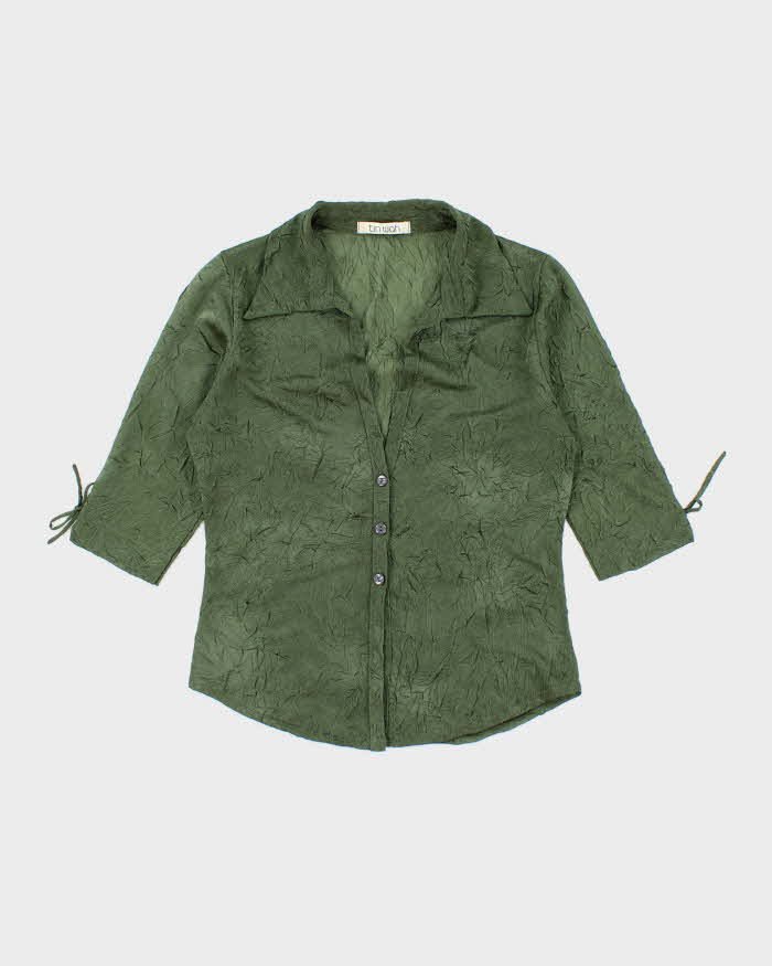 Vintage 90s Tin Wah Sheer Crinkle Blouse - S