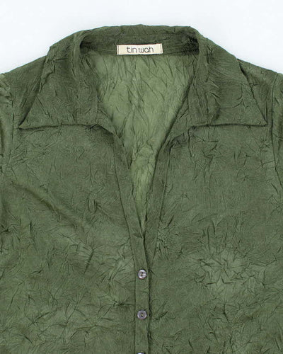 Vintage 90s Tin Wah Sheer Crinkle Blouse - S