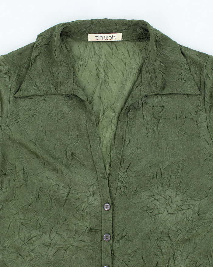 Vintage 90s Tin Wah Sheer Crinkle Blouse - S