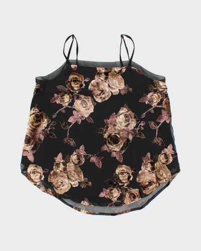 Vintage Y2k 00s Collection Floral Velvet Cami - S