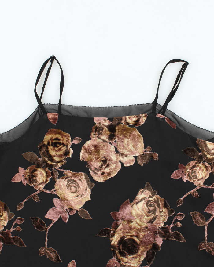 Vintage Y2k 00s Collection Floral Velvet Cami - S