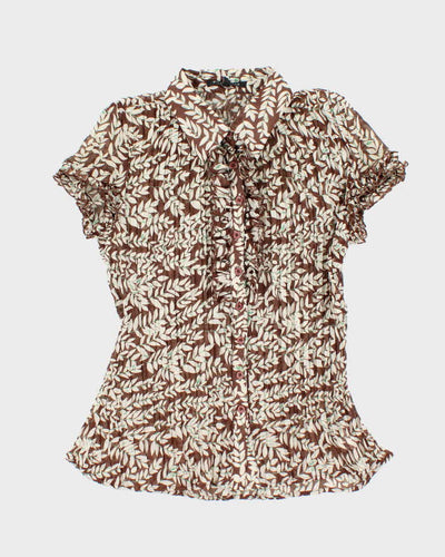 Vintage Y2k 00s Carol Rose Sheer Plisse Blouse - M