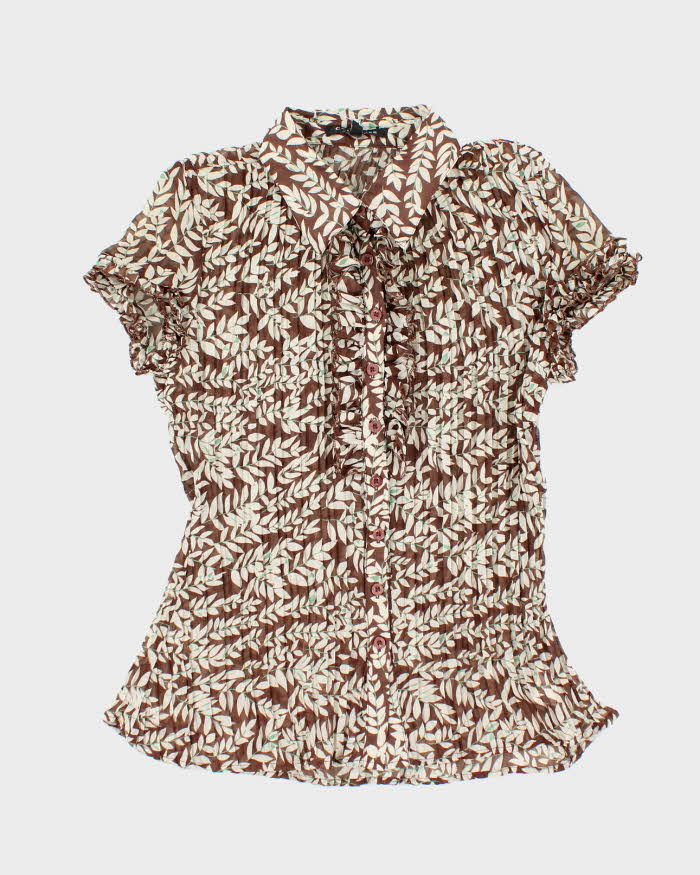 Vintage Y2k 00s Carol Rose Sheer Plisse Blouse - M