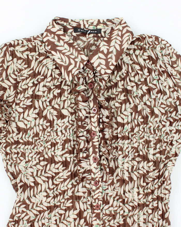 Vintage Y2k 00s Carol Rose Sheer Plisse Blouse - M