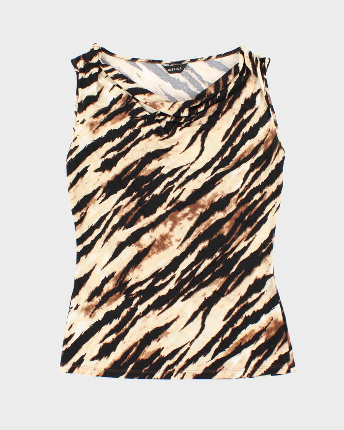 Vintage Y2k 00s Jessica Animal Print Cowl Neck Top - M