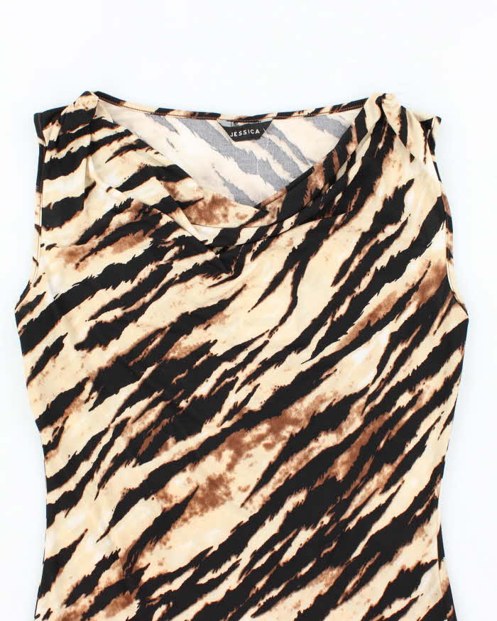 Vintage Y2k 00s Jessica Animal Print Cowl Neck Top - M