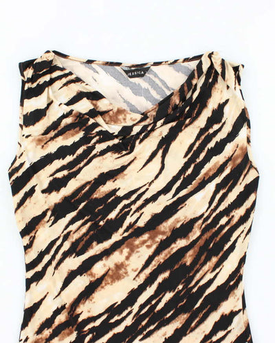 Vintage Y2k 00s Jessica Animal Print Cowl Neck Top - M