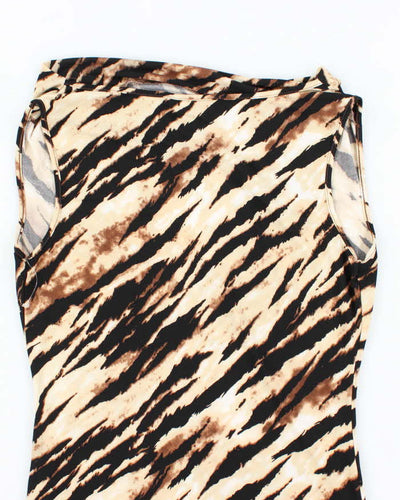 Vintage Y2k 00s Jessica Animal Print Cowl Neck Top - M