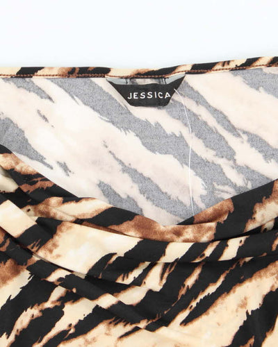 Vintage Y2k 00s Jessica Animal Print Cowl Neck Top - M