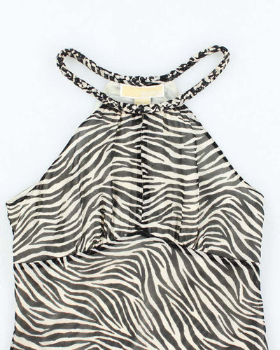 Vintage Y2k 00s Michael Kors Zebra Print Top - S