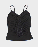 Vintage Y2k 00s Velda Ruched Beaded Cami - S