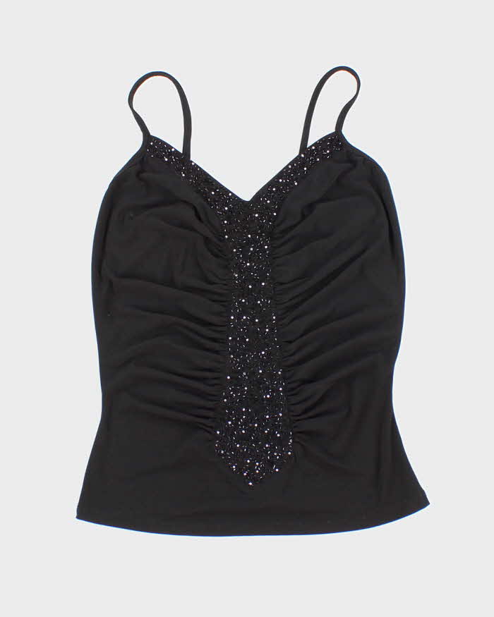 Vintage Y2k 00s Velda Ruched Beaded Cami - S