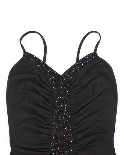 Vintage Y2k 00s Velda Ruched Beaded Cami - S