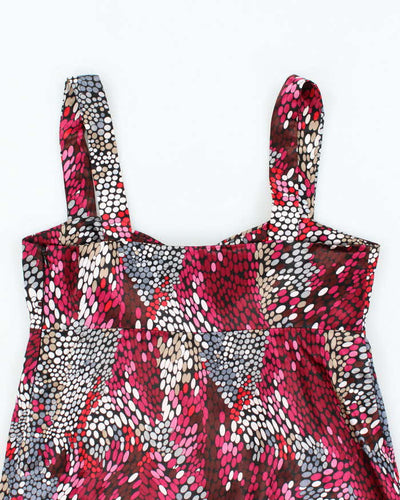 Vintage Y2k 00s Plum Spotty Satin Cami - S