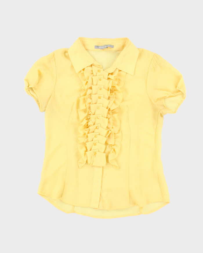 Vintage Y2k 00s Sans Souci Mesh Ruffle Blouse - L