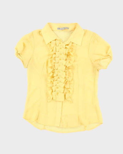 Vintage Y2k 00s Sans Souci Mesh Ruffle Blouse - L