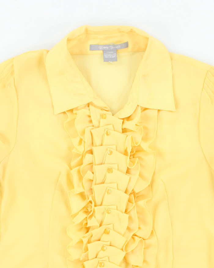 Vintage Y2k 00s Sans Souci Mesh Ruffle Blouse - L
