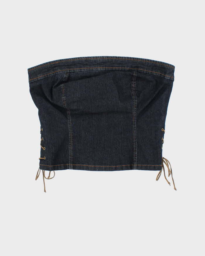 Vintage Y2k 00s Smartset Denim Lace Up Top - S