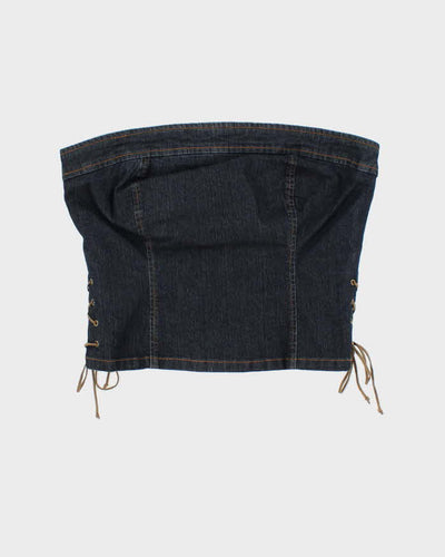 Vintage Y2k 00s Smartset Denim Lace Up Top - S